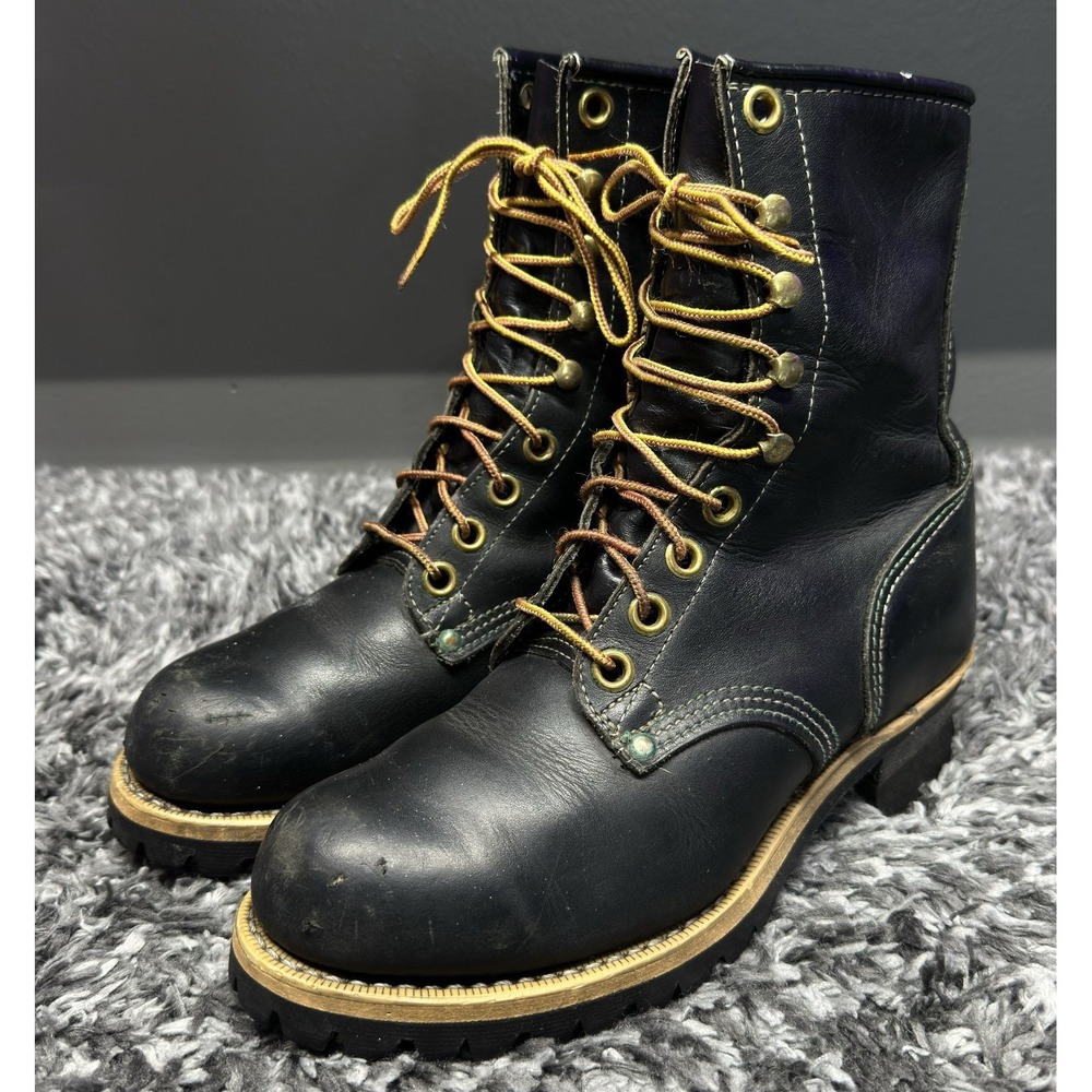 Georgia Boots Womens Size 6.5 Black Lace Up Linemen Work Biker USA Made